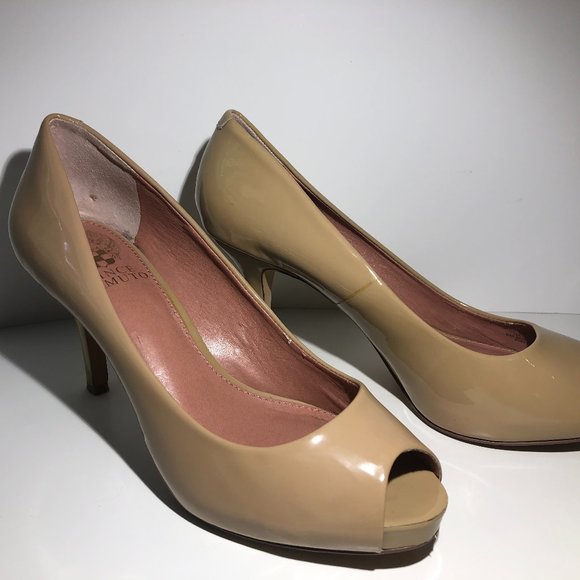 Vince Camuto Shoes - Vince Camuto Nude Leather Peeptoe Pumps Size 36